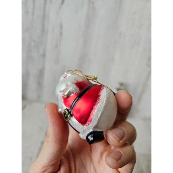 Santa ice skating glass ornament funny Xmas set tree - Picture 8 of 16